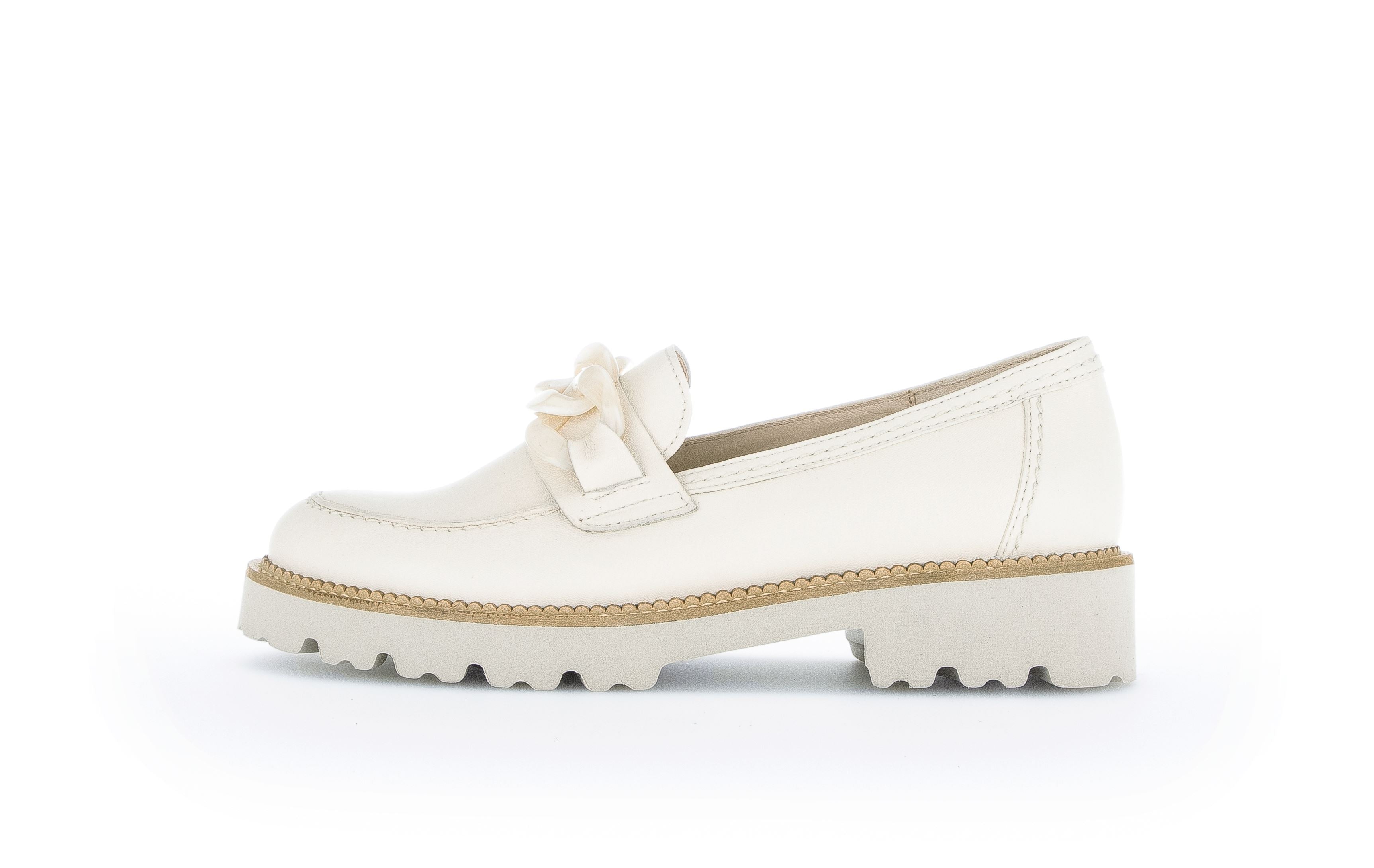 Chunky Sole Leather Loafer in White |