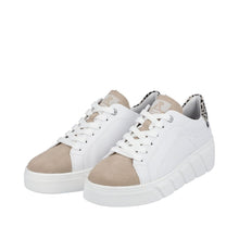 Load image into Gallery viewer, Classic White Sneakers with Leopard and Taupe Trim Sneaker Rieker 
