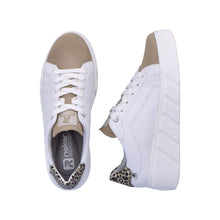 Load image into Gallery viewer, Classic White Sneakers with Leopard and Taupe Trim Sneaker Rieker 
