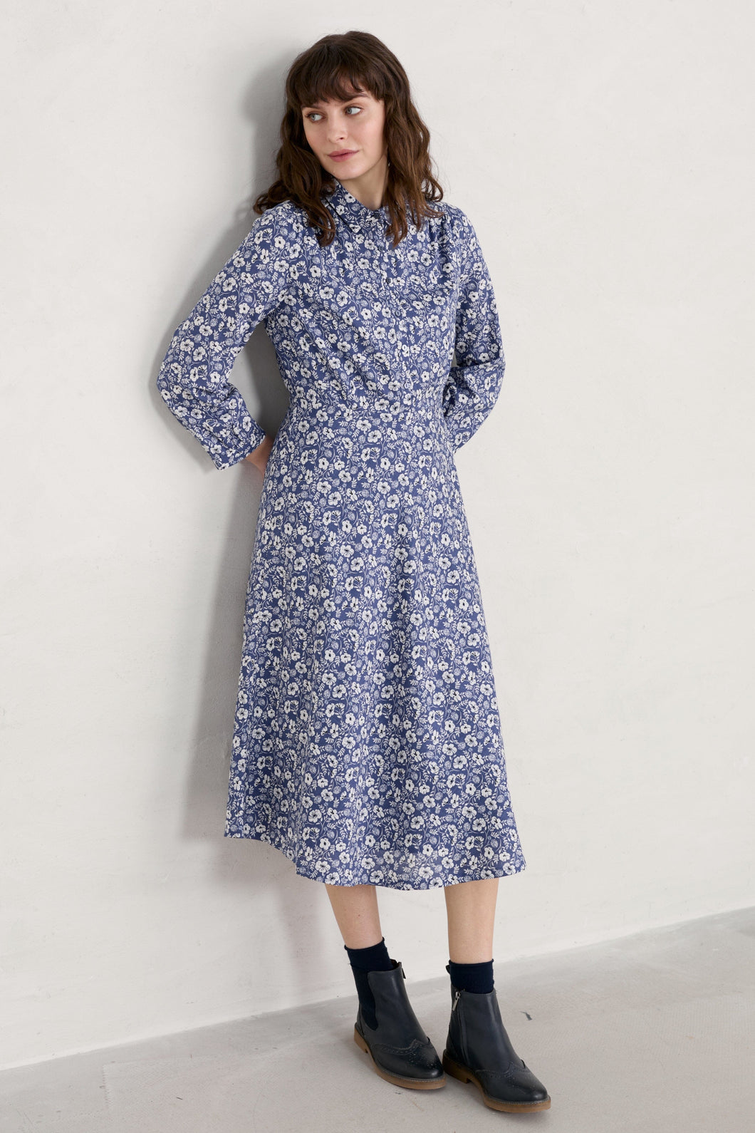 Curlew Call Long Sleeve Dress in Blue Dress Seasalt 