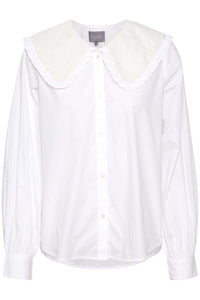CUtulia Long Sleeve Shirt in White Spring Gardenia Blouse Culture 