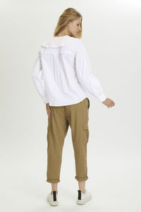 CUtulia Long Sleeve Shirt in White Spring Gardenia Blouse Culture 