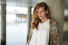 Load image into Gallery viewer, CUtulia Long Sleeve Shirt in White Spring Gardenia Blouse Culture 
