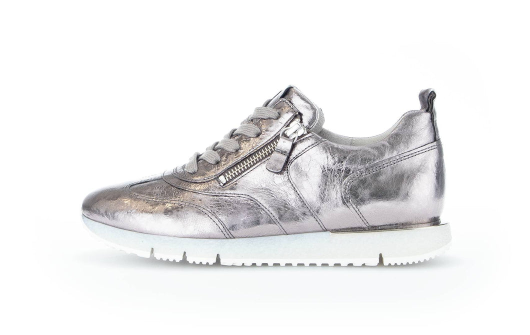 Effect Leather Sneaker with Zipper in Silver Sneaker Gabor 
