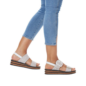 Everest Square Buckle Sandal in White Sandal Rieker 