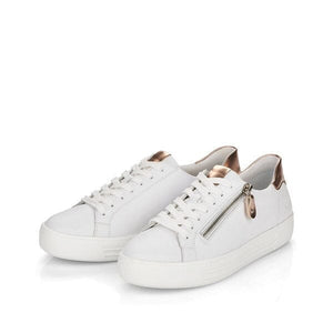 Flatform High Zip Sneaker with Bronze Detail in White Sneaker Remonte 