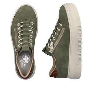 Flatform Suede Zip Sneaker in Sage Sneaker Remonte 