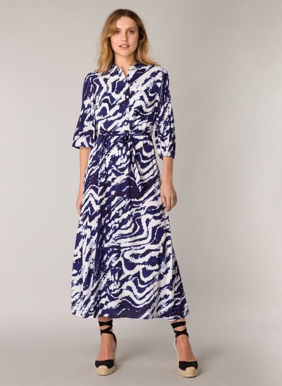 Goverdine Dress in Deep Blue Print Dress Yest 