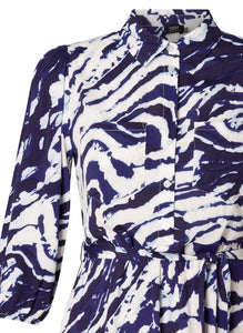 Goverdine Dress in Deep Blue Print Dress Yest 