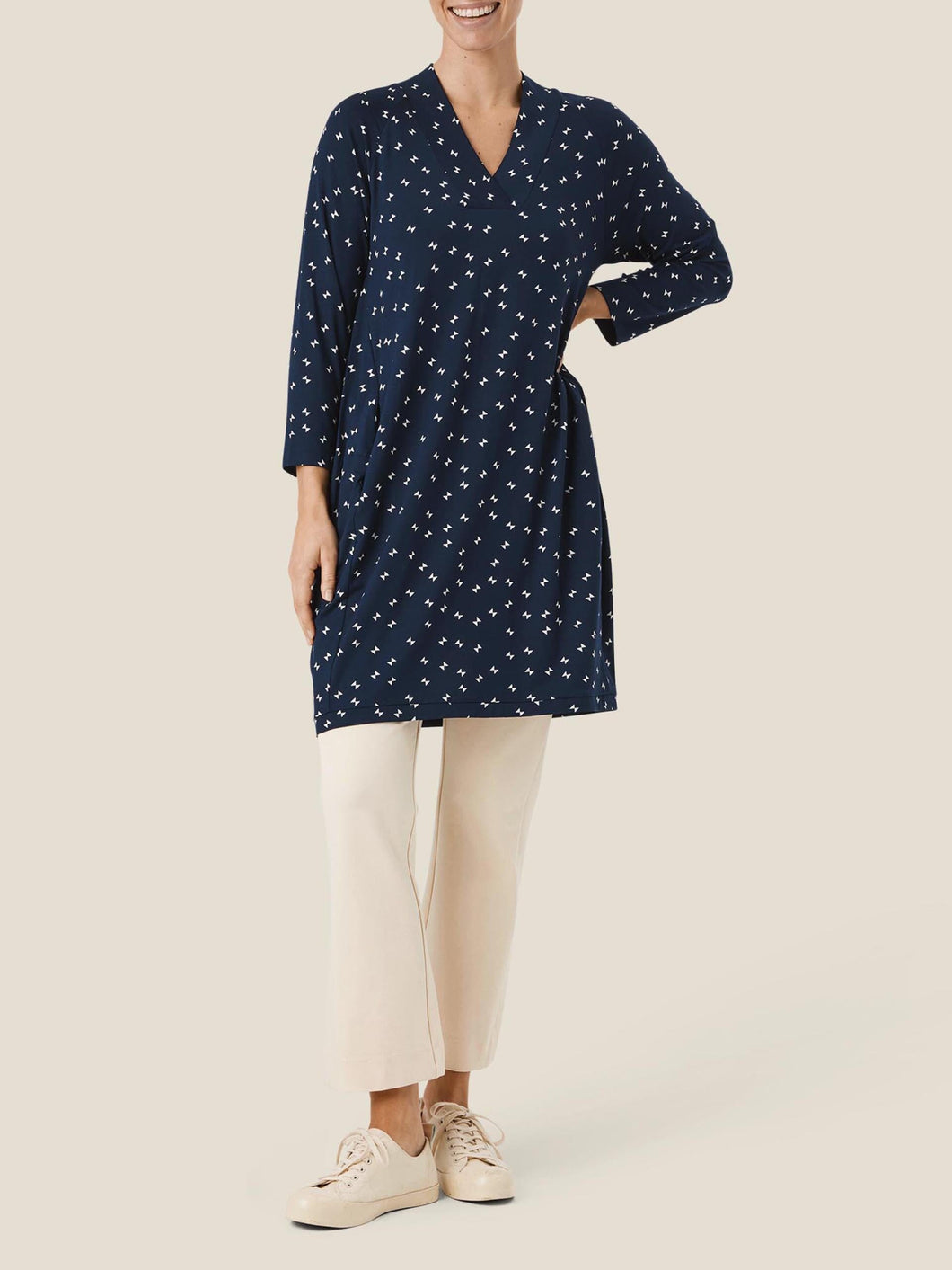 Gritta 3/4 sleeve Tunic in Maritime Blue - Renaissance Boutiques Ireland