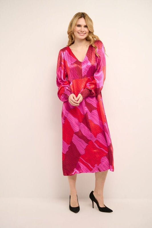 Helma Long Sleeve Maxi Dress in Fuchsia Dress Culture 