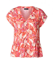Ilionne Blouse in Coral Print Blouse Yest 