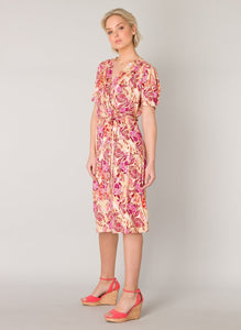 Ineke V Neck Dress in Coral Dress Yest 