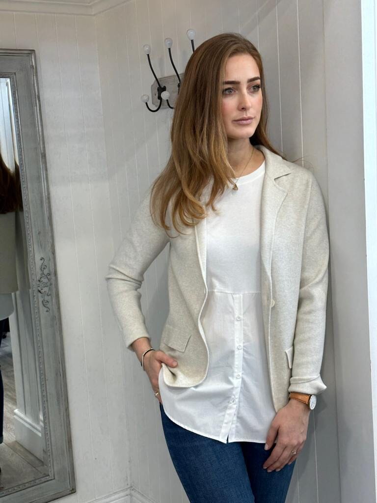 Inga Knit Blazer in Cream Knitwear Tricotonic 