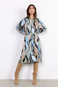 Jamilla Buttoned Dress in Bright Blue Combi Dress Soyaconcept 