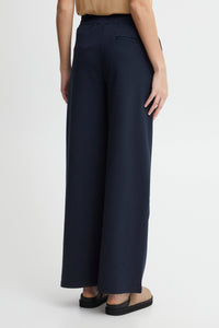 Kate Sus Long Wide Trousers in Total Eclipse Blue Trousers Ichi 