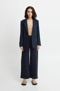 Kate Sus Long Wide Trousers in Total Eclipse Blue Trousers Ichi 