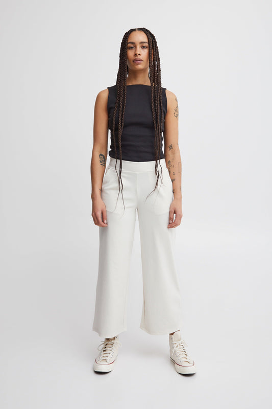 Kate Sus Wide Trousers in Cloud Dancer White Trousers Ichi 