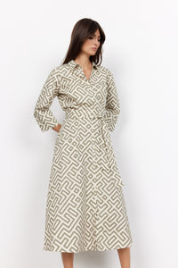 Kirsty Midi Dress in Dusky Green Combi - Renaissance Boutiques Ireland