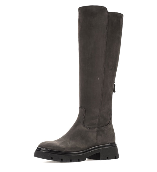 Knee High Dark Grey Suede Boots with Zipper Footwear Gabor 