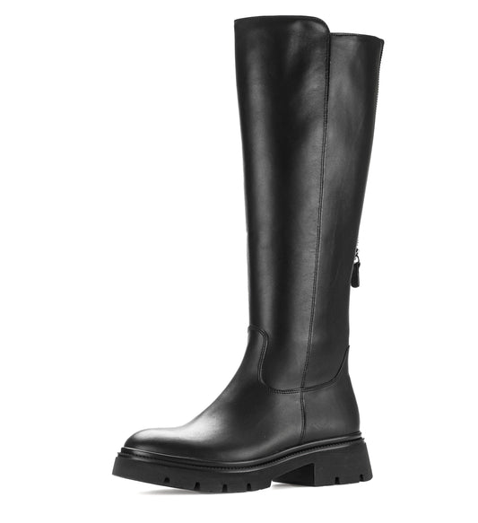 Knee High Leather Boots with Zipper in Black Footwear Gabor 