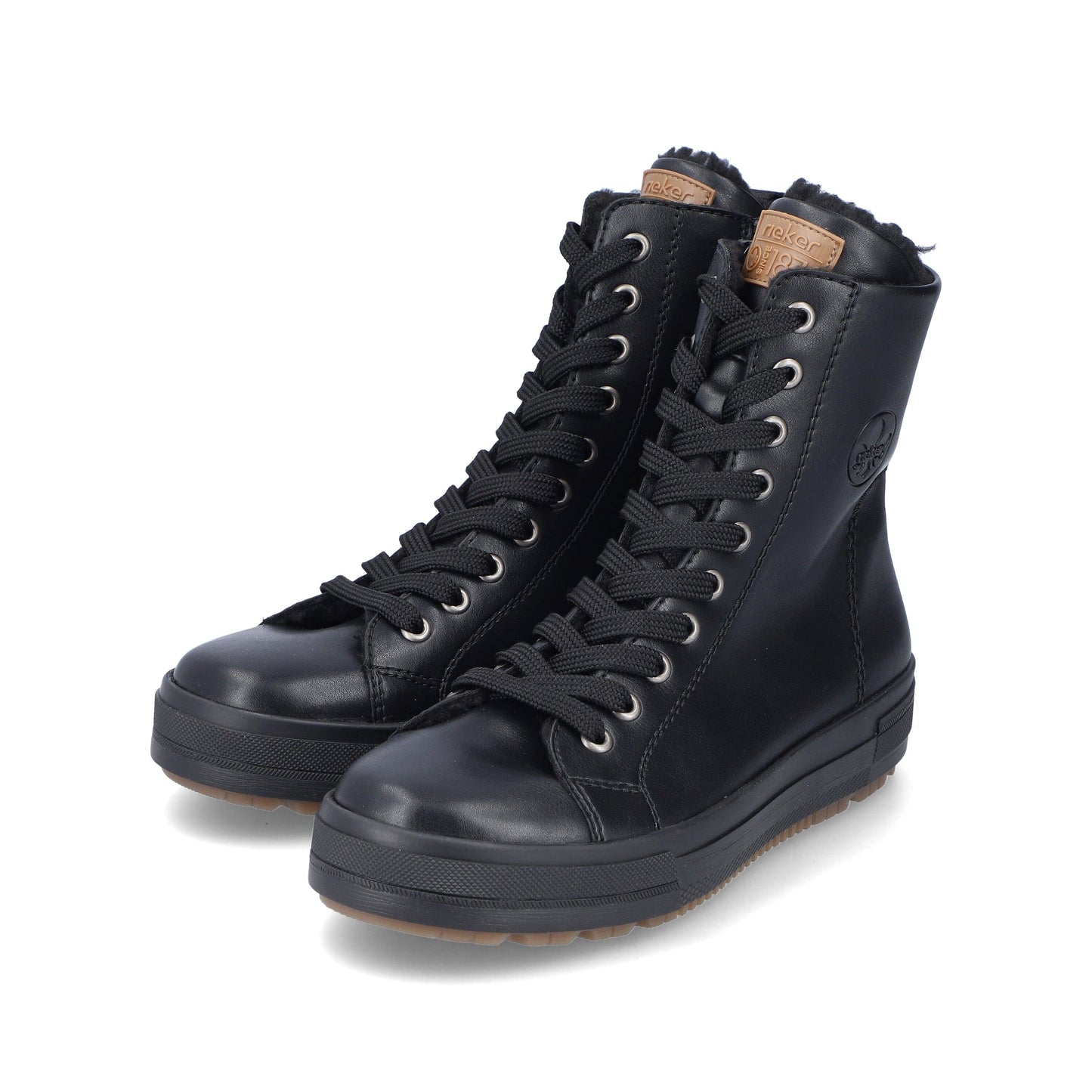 Lace-up Boot with Topline Detail in Black Footwear Rieker 