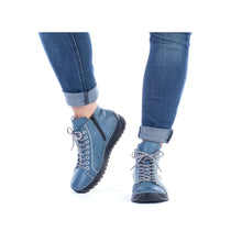Load image into Gallery viewer, Lace-up Boot with Zigzag Sole in Blue Footwear Rieker 
