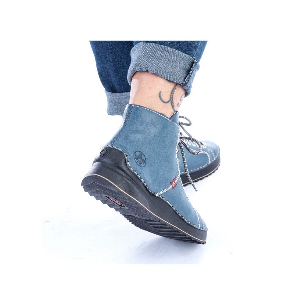 Lace-up Boot with Zigzag Sole in Blue Footwear Rieker 
