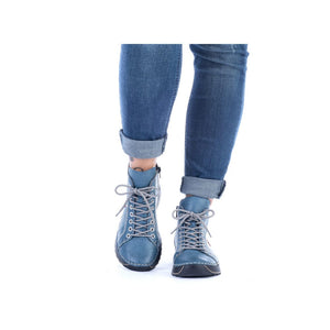 Lace-up Boot with Zigzag Sole in Blue Footwear Rieker 