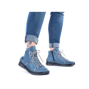 Lace-up Boot with Zigzag Sole in Blue Footwear Rieker 