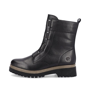 Leather Boot in Black with Silver Hardware Footwear Rieker 