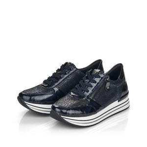 Leather Trim Sneaker in Navy Footwear Remonte 
