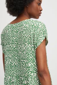 Lisa Dress in Greenbiar Ikat Print Dress Ichi 