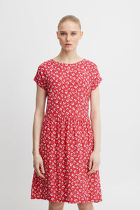 Lisa Dress in Raspberry Wine Flower Red Dress Ichi 