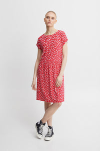 Lisa Dress in Raspberry Wine Flower Red Dress Ichi 