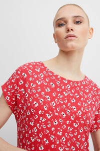 Lisa Dress in Raspberry Wine Flower Red Dress Ichi 