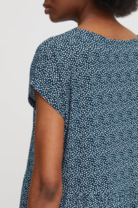 Lisa Dress in Total Eclipse Dot Blue Dress Ichi 