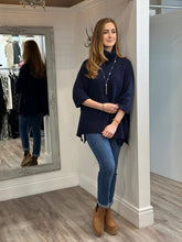 Load image into Gallery viewer, Luna Oversize Turtle Neck Sweater in Navy Knitwear Tricotonic 
