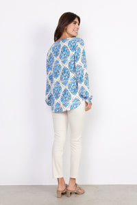 Melene Blouse in Bright Blue Combi Blouse Soyaconcept 