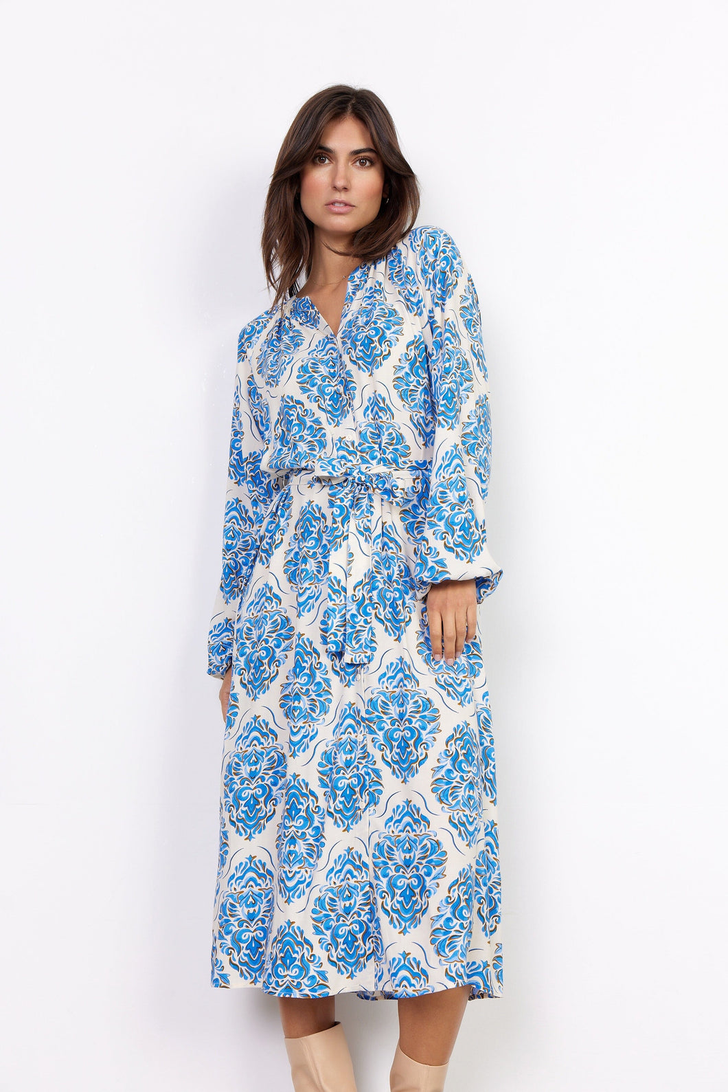 Melene Dress in Bright Blue Combi Dress Soyaconcept 