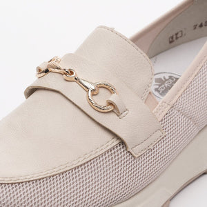 Moccassin with Gold Buckle in Cream Combi Footwear Rieker 