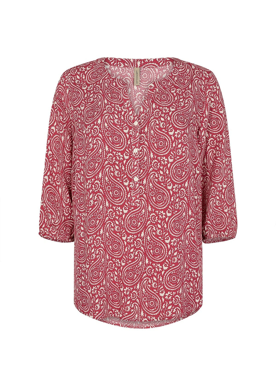 Molly 3/4 Sleeve Blouse in Berry Combi Blouse Soyaconcept 
