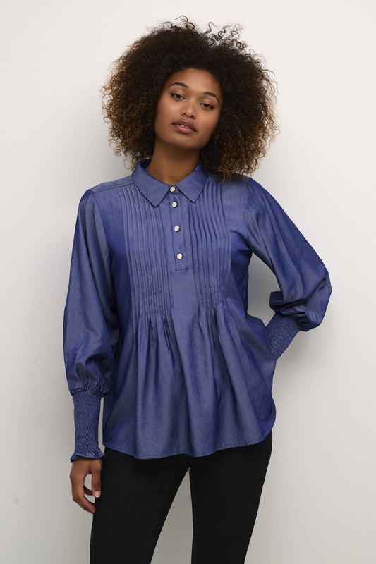 Olly Blouse in Blue Wash Blouse Culture 
