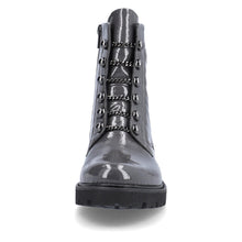 Load image into Gallery viewer, Patent Grey Leather Boot with Stud &amp; Chain Details Footwear Rieker 
