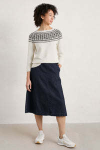 Polurrian Cove Jumper in Tapestries Ecru Inkwell Jumper Seasalt 