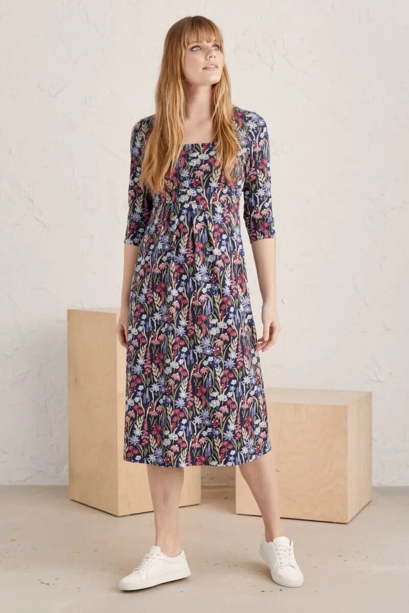 Seed Packet 3/4 Sleeve Dress in Garden Bloom Magpie Dress Seasalt 