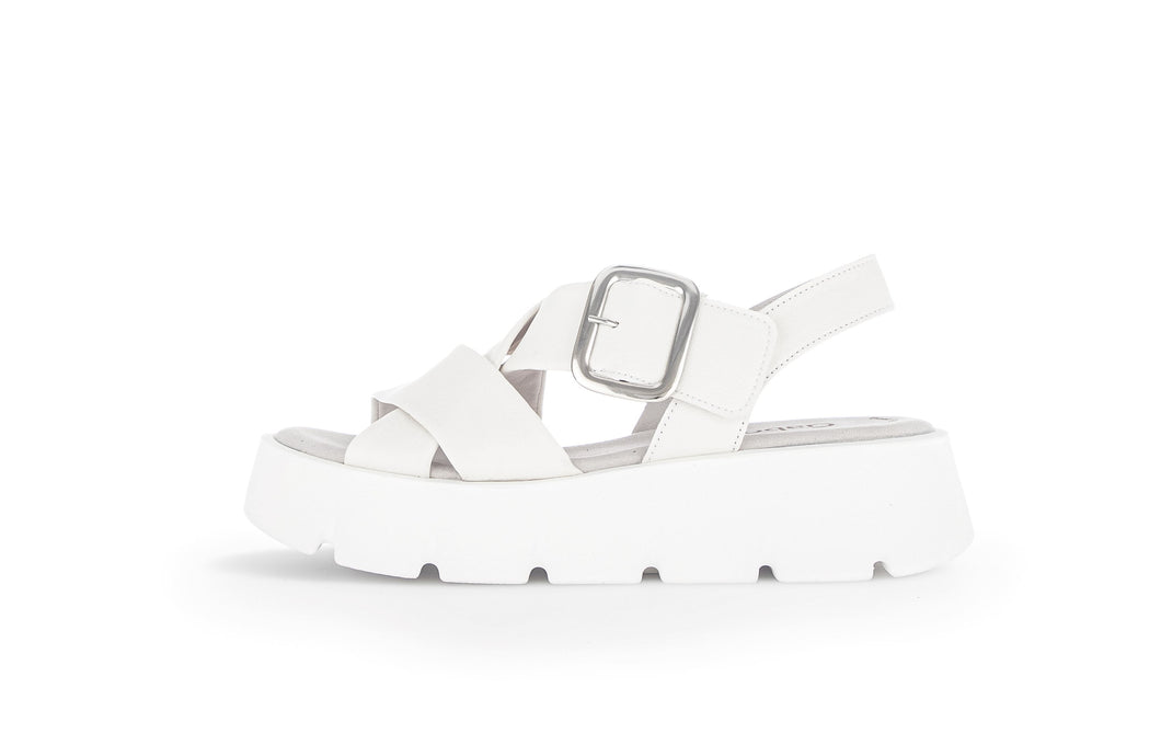 Square buckle Leather Sandal in White Footwear Gabor 