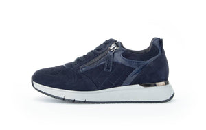 Suede Leather Lace-up with Zipper in Blue Sneaker Gabor 