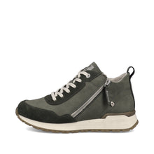 Load image into Gallery viewer, Suede Sneakers with Zipper in Army Green Footwear Rieker 
