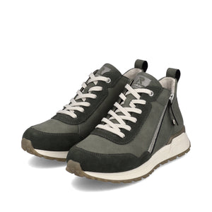 Suede Sneakers with Zipper in Army Green Footwear Rieker 
